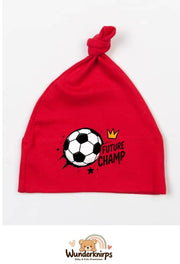 Knotenmütze Babybugz BZ15 in Rot mit Motiv Fußball Future Champ