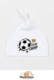 Knotenmütze Babybugz BZ15 in Weiß mit Motiv Fußball Future Champ