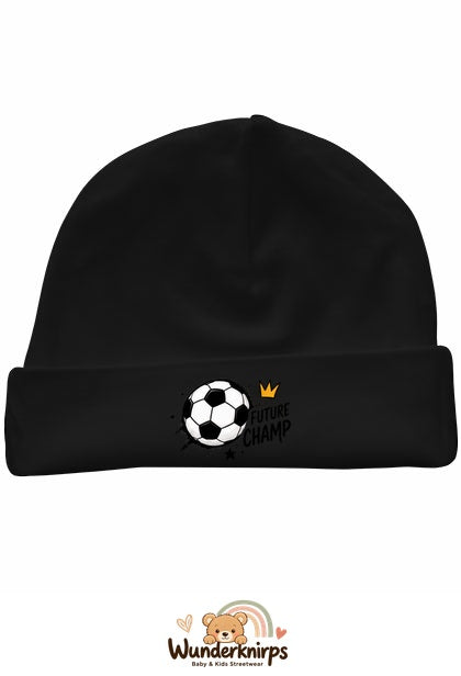 Umschlagmütze Rox-01 in Schwarz mit Motiv Fußball Future Champ