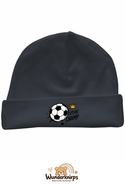Umschlagmütze Rox-01 in Anthrazit mit Motiv Fußball Future Champ