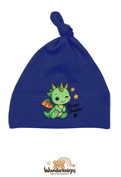 Knotenmütze Babybugz BZ15 in Marineblau mit Motiv Kleiner Drache
