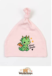 Knotenmütze Babybugz BZ15 in Pastellrosa mit Motiv Kleiner Drache
