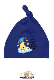 Knotenmütze Babybugz BZ15 in Marineblau mit Motiv Mond Kleine Träume, große Abenteuer