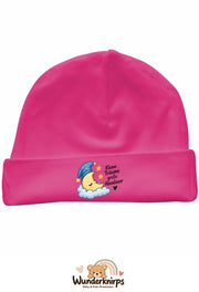 Umschlagmütze Rox-01 in Pink mit Motiv Mond Kleine Träume, große Abenteuer