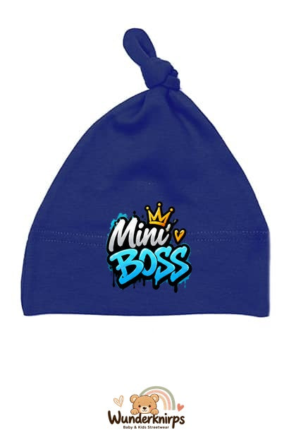 Knotenmütze Babybugz BZ15 in Marineblau mit Motiv Mini Boss Graffiti