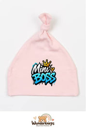 Knotenmütze Babybugz BZ15 in Pastellrosa mit Motiv Mini Boss Graffiti