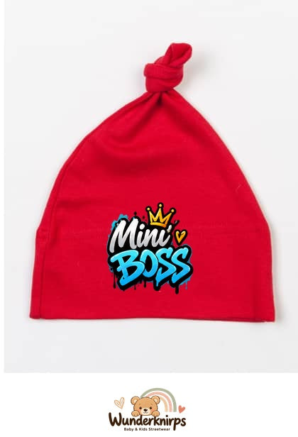 Knotenmütze Babybugz BZ15 in Rot mit Motiv Mini Boss Graffiti