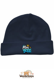 Umschlagmütze Rox-01 in Marineblau mit Motiv Mini Boss Graffiti