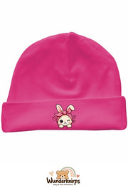 Umschlagmütze Rox-01 in Pink mit Motiv Hase mit Bandana