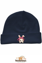 Umschlagmütze Rox-01 in Marineblau mit Motiv Hase mit Bandana