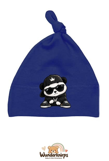 Knotenmütze Babybugz BZ15 in Marineblau mit Motiv Panda im Streetwear-Look