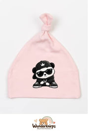 Knotenmütze Babybugz BZ15 in Pastellrosa mit Motiv Panda im Streetwear-Look