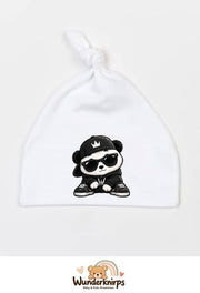 Knotenmütze Babybugz BZ15 in Weiß mit Motiv Panda im Streetwear-Look