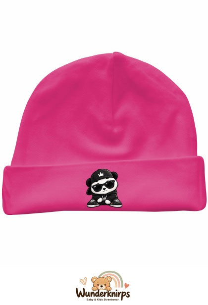 Umschlagmütze Rox-01 in Pink mit Motiv Panda im Streetwear-Look