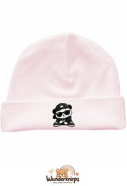 Umschlagmütze Rox-01 in Pastellrosa mit Motiv Panda im Streetwear-Look