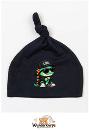 Knotenmütze Babybugz BZ15 in Schwarz mit Motiv Dino mit Cool-Cap