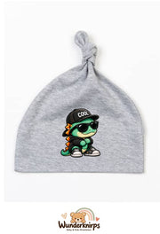 Knotenmütze Babybugz BZ15 in Grau meliert mit Motiv Dino mit Cool-Cap
