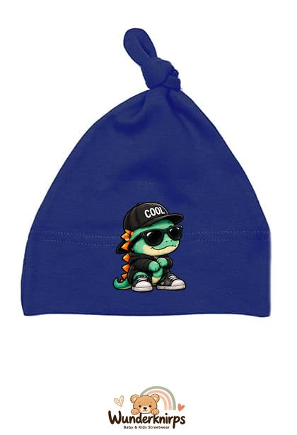 Knotenmütze Babybugz BZ15 in Marineblau mit Motiv Dino mit Cool-Cap
