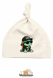 Knotenmütze Babybugz BZ15 in Natur mit Motiv Dino mit Cool-Cap