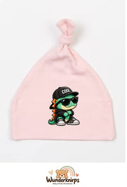 Knotenmütze Babybugz BZ15 in Pastellrosa mit Motiv Dino mit Cool-Cap