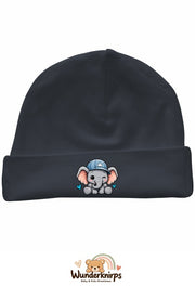 Umschlagmütze Rox-01 in Anthrazit mit Motiv Elefant mit blauer Cap