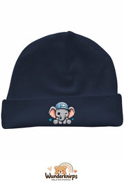 Umschlagmütze Rox-01 in Marineblau mit Motiv Elefant mit blauer Cap