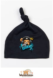 Knotenmütze Babybugz BZ15 in Schwarz mit Motiv Bär Little Legend