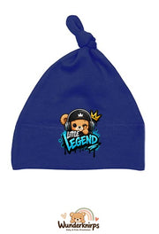Knotenmütze Babybugz BZ15 in Marineblau mit Motiv Bär Little Legend