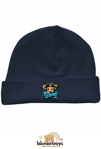Umschlagmütze Rox-01 in Marineblau mit Motiv Bär Little Legend
