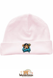 Umschlagmütze Rox-01 in Pastellrosa mit Motiv Bär Little Legend