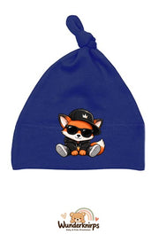 Knotenmütze Babybugz BZ15 in Marineblau mit Motiv Fuchs im Streetwear-Look