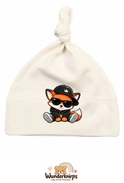 Knotenmütze Babybugz BZ15 in Natur mit Motiv Fuchs im Streetwear-Look