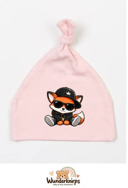 Knotenmütze Babybugz BZ15 in Pastellrosa mit Motiv Fuchs im Streetwear-Look
