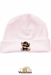 Umschlagmütze Rox-01 in Pastellrosa mit Motiv Fuchs im Streetwear-Look