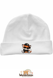Umschlagmütze Rox-01 in Weiß mit Motiv Fuchs im Streetwear-Look
