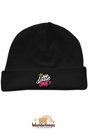 Umschlagmütze Rox-01 in Schwarz mit Motiv Little One