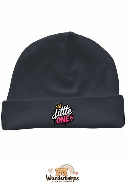 Umschlagmütze Rox-01 in Anthrazit mit Motiv Little One