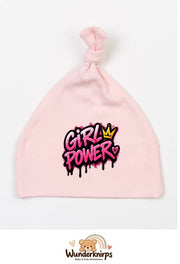 Knotenmütze Babybugz BZ15 in Pastellrosa mit Motiv Girl Power
