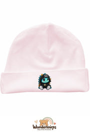 Umschlagmütze Rox-01 in Pastellrosa mit Motiv Dino Little Dude