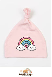 Knotenmütze Babybugz BZ15 in Pastellrosa mit Motiv Regenbogen mit Herz