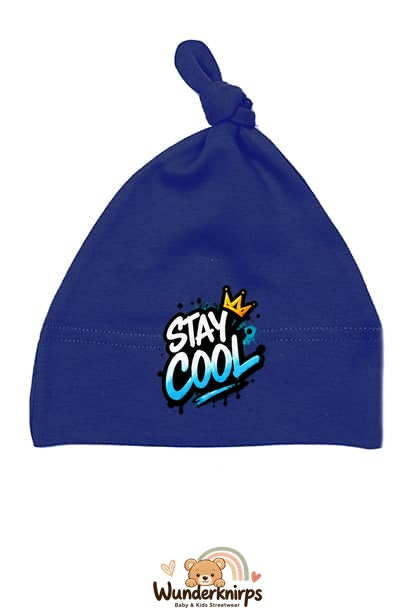 Knotenmütze Babybugz BZ15 in Marineblau mit Motiv Stay Cool