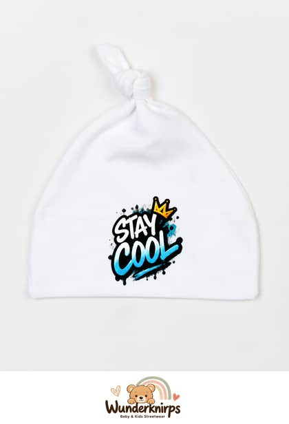 Knotenmütze Babybugz BZ15 in Weiß mit Motiv Stay Cool