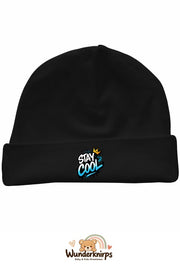 Umschlagmütze Rox-01 in Schwarz mit Motiv Stay Cool