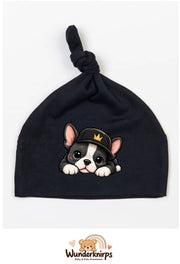 Knotenmütze Babybugz BZ15 in Schwarz mit Motiv Bulldogge mit Cap