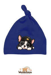 Knotenmütze Babybugz BZ15 in Marineblau mit Motiv Bulldogge mit Cap