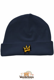 Umschlagmütze Rox-01 in Marineblau mit Motiv Graffiti-Krone