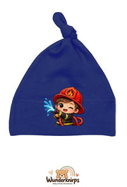 Knotenmütze Babybugz BZ15 in Marineblau mit Motiv Kleiner Feuerwehrmann