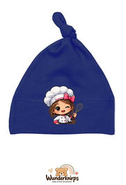 Knotenmütze Babybugz BZ15 in Marineblau mit Motiv Köchin mit Schneebesen