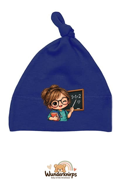 Knotenmütze Babybugz BZ15 in Marineblau mit Motiv Lehrerin mit Tafel