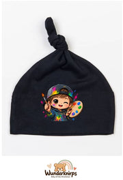 Knotenmütze Babybugz BZ15 in Schwarz mit Motiv Künstler mit Palette